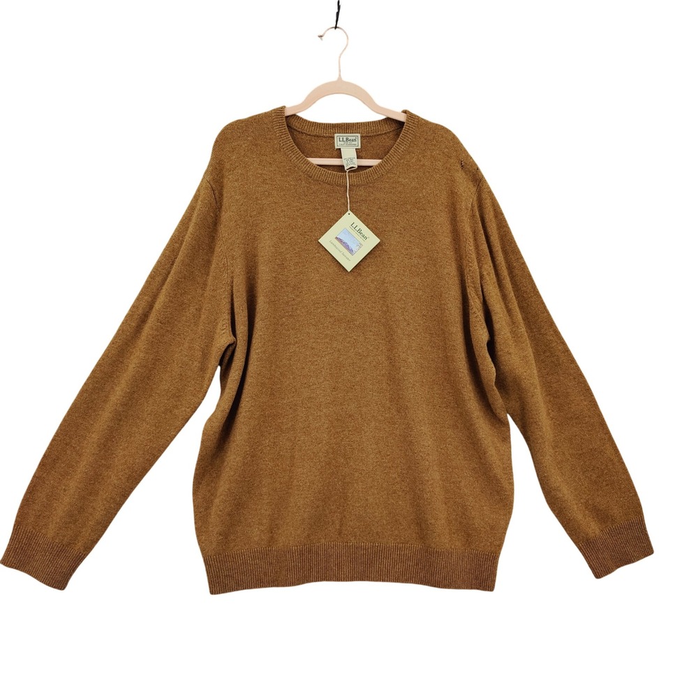 LLBean Mens Heritage Grandpacore Lambswool Sweater XXL Brown Crewneck NEW FLAWS
